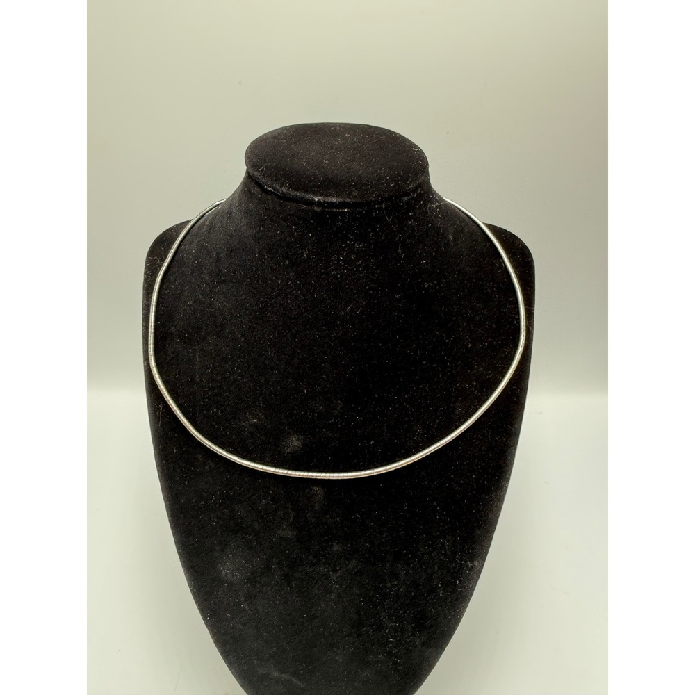 Vintage Silver Tone Omega Chain Necklace 16 Inch‎ Flexible Choker Lobster Clasp